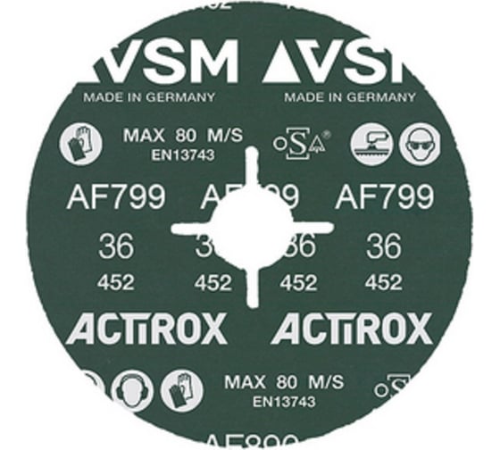 Круг фибровый VSM ACTIROX AF799 125x22 P60 3шт 101032