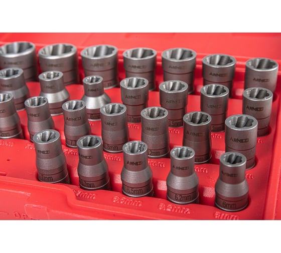 Набор головок Arnezi 1/4", 3/8" (экстракторов) для поврежденных гаек и болтов, 32 пр. R5304015