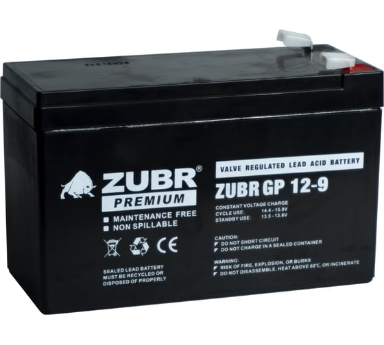 Аккумуляторная батарея ZUBR GP 12V 9Ah, Китай GP12-9(ZUBR) 1