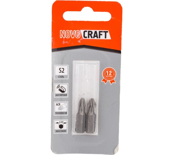 Биты (2 шт; PH 2x25 мм; сталь s2) NOVOCRAFT B42-11-0252G 1