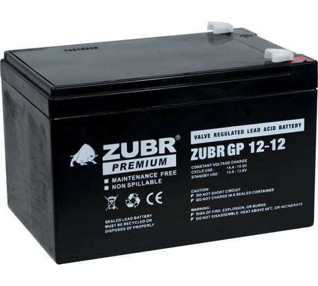 Аккумуляторная батарея ZUBR GP 12V 12Ah, Китай GP12-12(ZUBR)