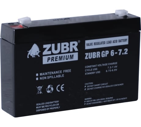 Аккумуляторная батарея ZUBR GP 6V 7,2Ah, Китай GP6-7.2(ZUBR)