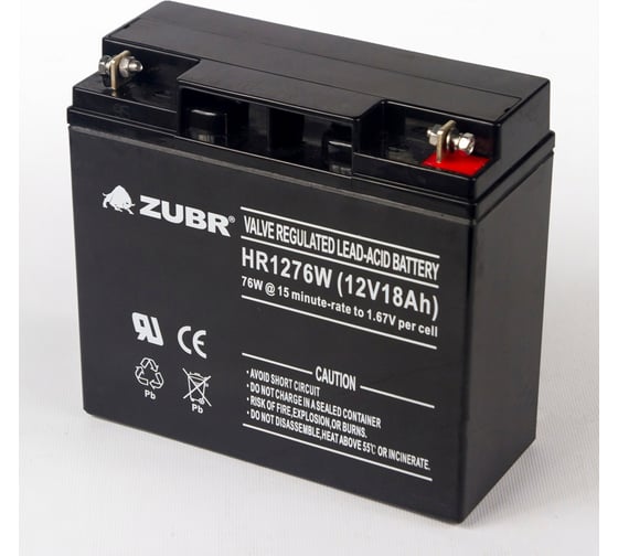 Аккумуляторная батарея ZUBR HR12-76W 12V18Ah, Китай HR12-76W(ZUBR)