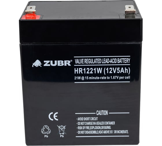 Аккумуляторная батарея ZUBR HR12-21W 12V5Ah HR12-21W(ZUBR) 1