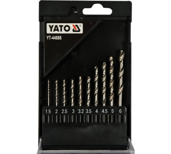 Набор сверл YATO 1/4 хвостовик HEX, по металлу HSS 6542 1.5-6.0мм 10шт YT-44888