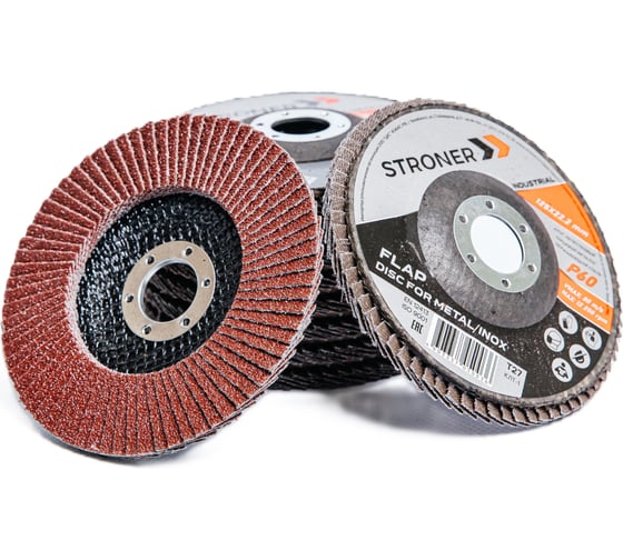 Круг лепестковый торцевой КЛТ STRONER 125х22.2 мм, P60, 10 шт/уп fdi12560-10