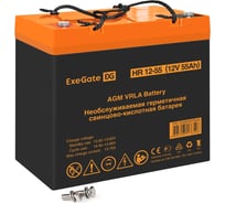 Аккумуляторная батарея ExeGate HR 12-55 12V 55Ah, болт М6 297557