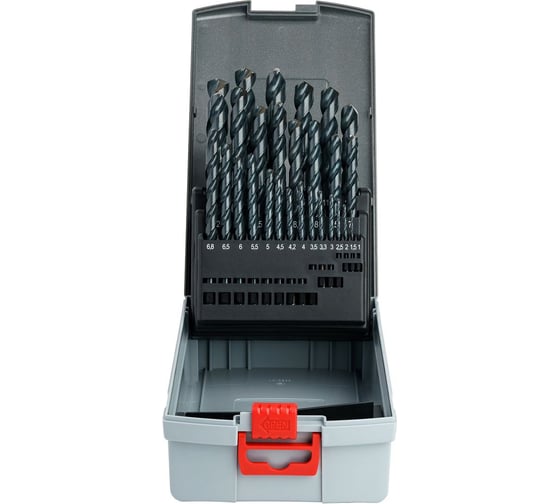Набор сверл спиральных по металлу MTE HSS-G PRO DIN 338 1-13 мм, шаг 0.5 мм + 3.3/4.2/6.8/10.2 мм, 29 шт 2624000006