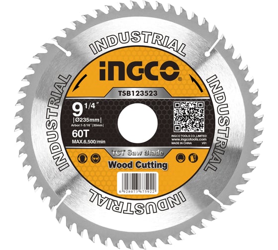 Диск пильный по дереву TCT (235х30 мм; 60Т) INGCO TSB123523 1