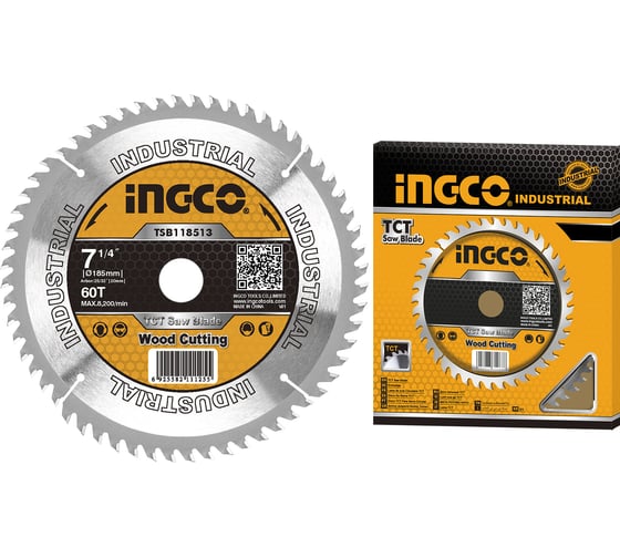 Диск пильный по дереву TCT (185х20 мм; 60Т) INGCO TSB118513