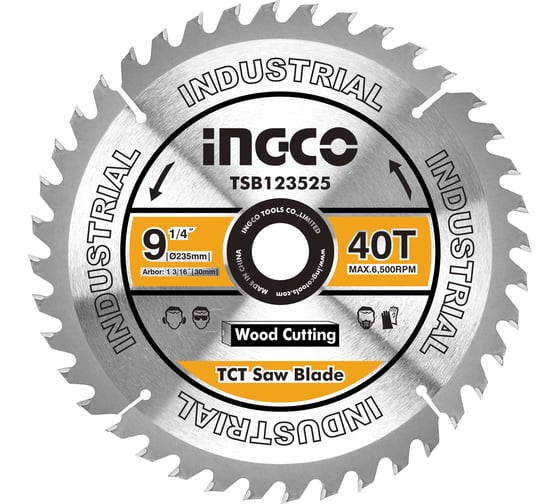 Диск пильный по дереву TCT (235х30 мм; 40Т) INGCO TSB123525