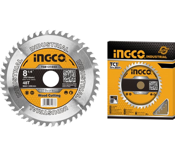 Диск пильный по дереву TCT (210х30 мм; 48Т) INGCO TSB121022