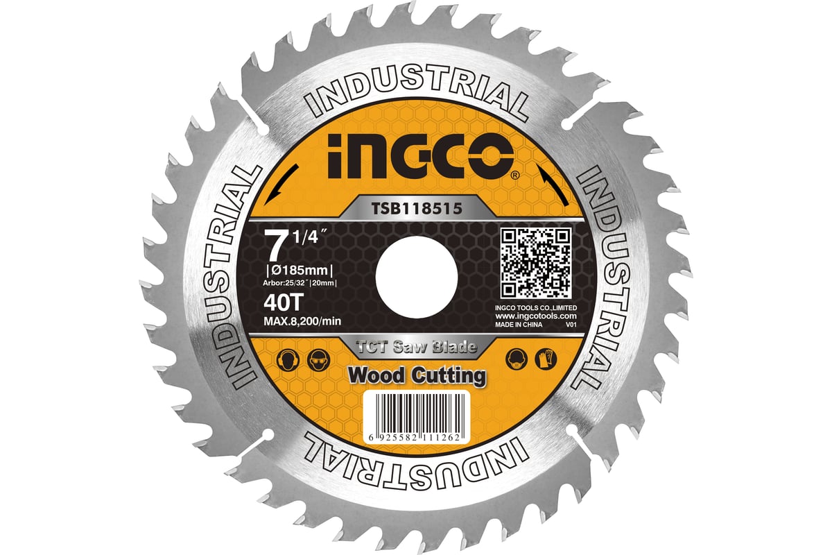 Диск пильный по дереву TCT (185х20 мм; 40Т) INGCO TSB118515 - выгодная ...