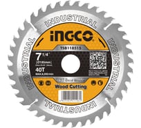 Диск пильный по дереву TCT (185х20 мм; 40Т) INGCO TSB118515