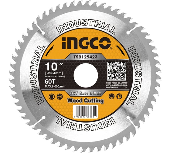Диск пильный по дереву TCT (254х30 мм; 60Т) INGCO TSB125423 1
