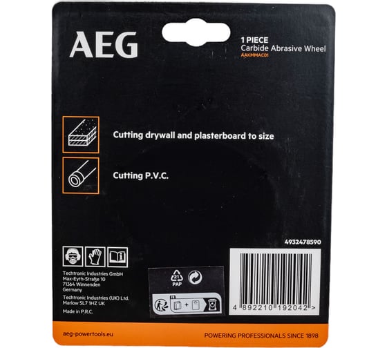 Диск карбидный AAKMMAC01 (76х10х1 мм) для отрезной машины AEG 4932478590