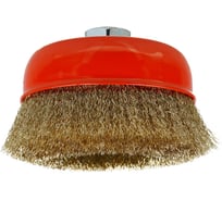 Щетка чашечная для УШМ ЕРМАК PROFI витая латунированная стальная проволока 0.3 мм, 125 мм, М14 679-040