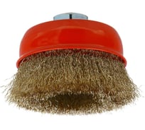 Щетка чашечная для УШМ ЕРМАК PROFI витая латунированная стальная проволока 0.3 мм, 100 мм, М14 679-042