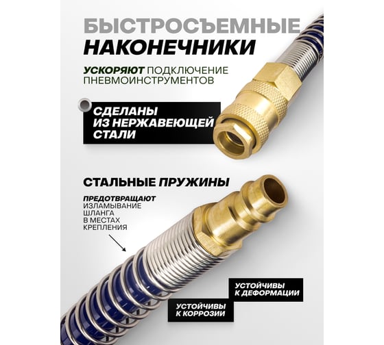 Шланг витой полиуретановый YATAFORCE 10х14 мм, 15 м, с быстроразъемами YF-1410-15M(64603)