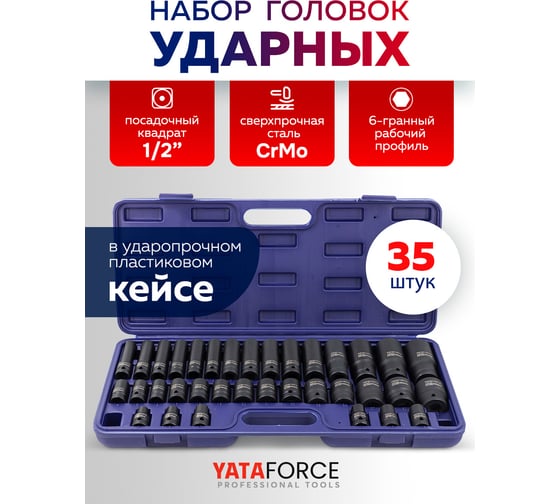 Головки YATAFORCE набор 35 предметов, 1/2 (6гр.) YF-4353-5K(61788)