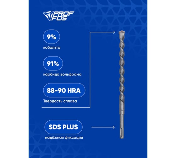 Бур по бетону и кирпичу SDS-plus PROFFOS (10x50x110мм) УСИЛЕННЫЙ, (5шт) 504515