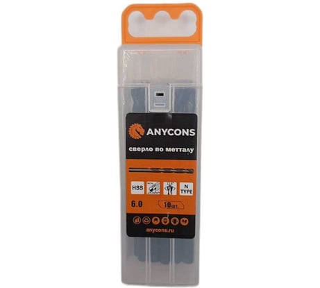 Сверло по металлу с цилиндрическим хвостиком Anycons Oxide 5.0 мм, 10 шт AC-OS38586