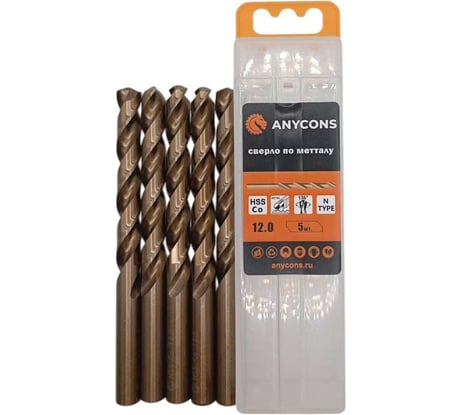Сверло по металлу с цилиндрическим хвостовиком Anycons Oxide 10.0 мм 10 шт AC-OS3810133