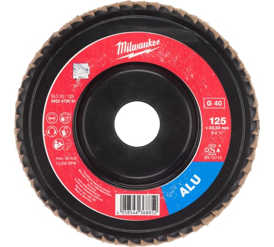 Диск лепестковый SLC50/125G40 ALUMINIUM (125х22 мм; Р40) Milwaukee 4932479091 1