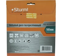 Пильный диск, Sturm размер 185x20/16x12 зубьев, крупный зуб 9025-185-20/16-12
