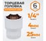 1/4 Головка торцевая 6гр. 4mm x 25mmL, CUSTOR 0225040 225040 2