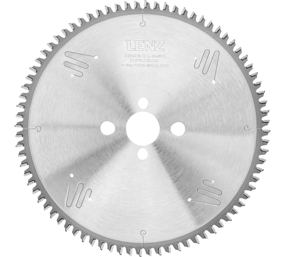 Диск пильный по алюминию, отрицательный угол LENZ 230x2.8/2.0x30 мм, Z=80 17.205.230.010 1