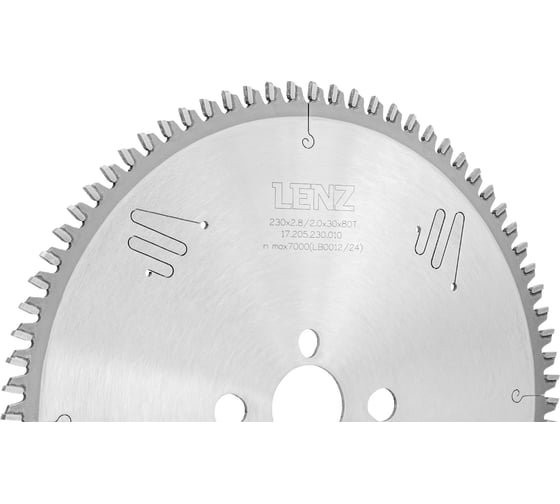 Диск пильный по алюминию, отрицательный угол LENZ 230x2.8/2.0x30 мм, Z=80 17.205.230.010