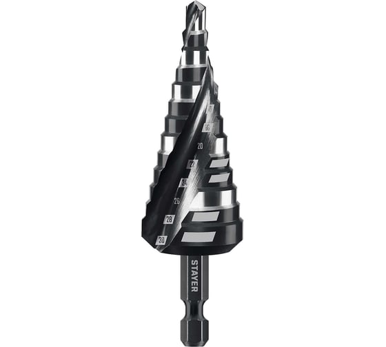 Cверло ступенчатое STAYER Pro-Max 6-30мм, 13 ступеней, винтовая спираль 29661-6-30-13 1