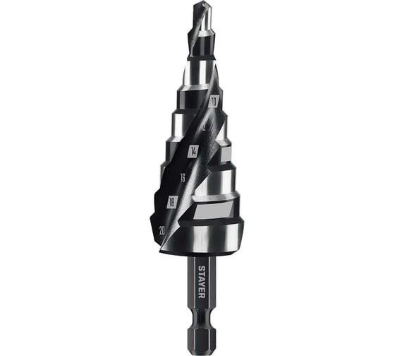 Cверло ступенчатое STAYER Pro-Max 4-20мм, 9 ступеней, винтовая спираль 29661-4-20-9