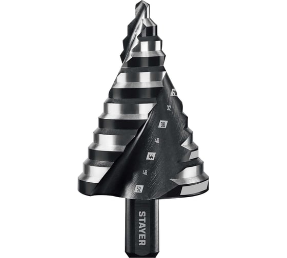 Cверло ступенчатое STAYER Pro-Max 6-52мм, 12 ступеней, винтовая спираль 29661-6-52-12 1