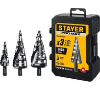 Набор сверл ступенчатых STAYER Pro-Max 3 шт, 4-38мм, винтовая спираль 29661-4-38-H3