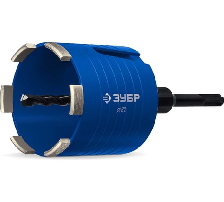 Алмазная сегментная коронка для подрозетников ЗУБР Профессионал 82 мм (М16; рабочая глубина 75 мм, лазерная сварка) 29875-82