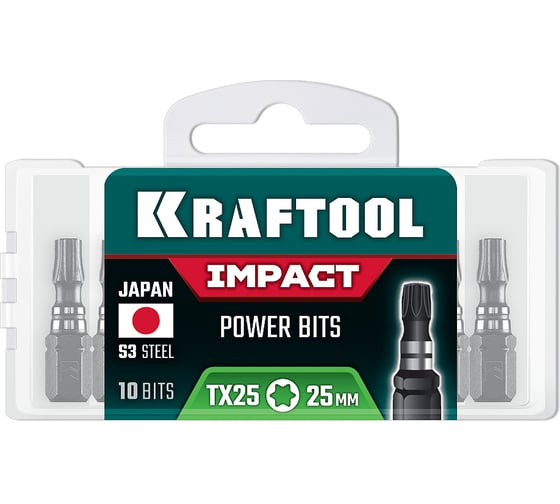 Ударные биты KRAFTOOL Impact TX 25, 25 мм, 10 шт 26195-25-25-S10