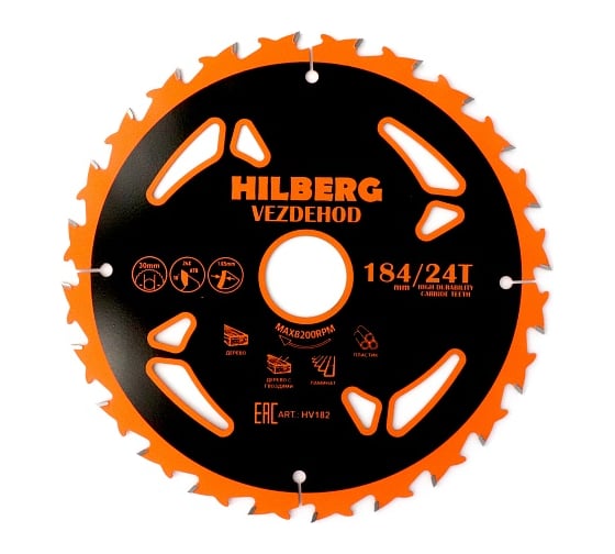 Диск пильный Hilberg Vezdehod 184х30 мм, 24Т, 18 град HV182 1