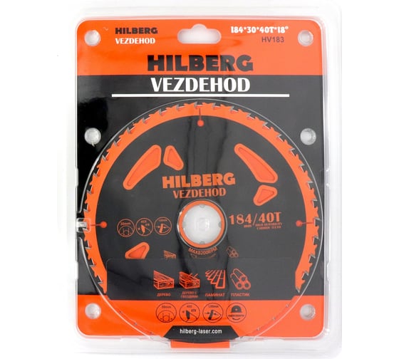 Диск пильный Hilberg Vezdehod 184х30 мм, 40Т, 18 град HV183