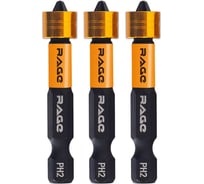 Биты с магнитным ограничителем RAGE PH2 x 50 мм 3 шт для ДСП гипсокартона 554199