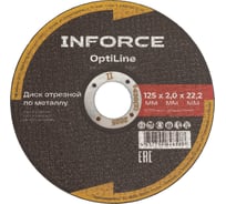 Диск отрезной по металлу OptiLine (125x2.0x22.2 мм) упаковка 20шт. Inforce INB12520-20