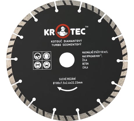 Диск алмазный турбо сегментный (180x22.2 мм) KROTEC 3801014