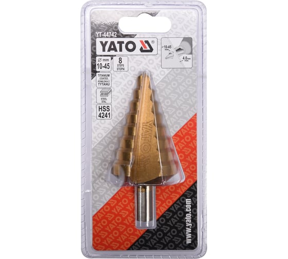 Сверло YATO ступенчатое 10-45мм YT-44742 3694454742092 1