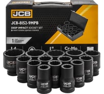 Набор головок ударных глубоких JCB 1DR 14 предметов (12 граней) (22,24,27,30,32,33,34,36,38,41,46,50,55,60мм) JCB-8152-9MPB(64929)