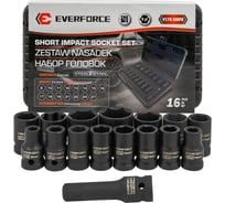 Набор головок ударных EVERFORCE 16 предметов 1/2DR 6 граней EF-4179-5MPB(65462)