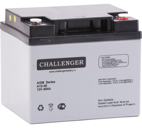 Батарея аккумуляторная свинцово-кислотная герметизированная (12 В; 40 Ач) CHALLENGER A12-40