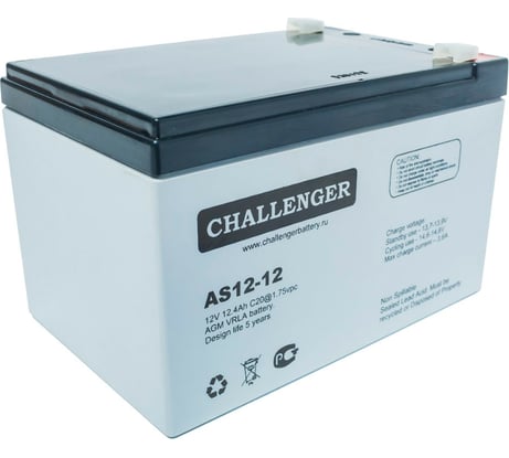 Батарея аккумуляторная свинцово-кислотная герметизированная (12 В; 12.4 Ач) CHALLENGER AS12-12