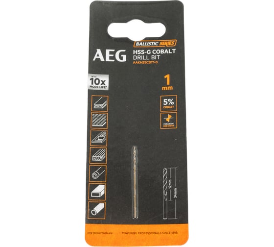 Сверло по металлу HSS-Co (1х12х34 мм) AEG AAKHSSCBT1-0 4932479321