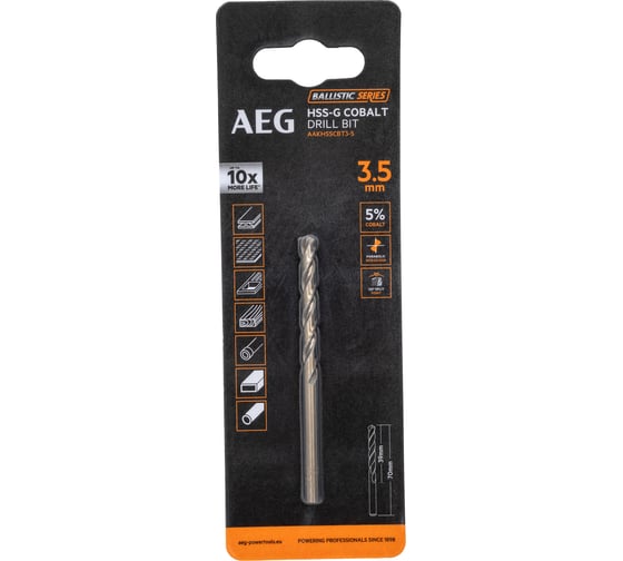 Сверло по металлу HSS-Co (3.5х39х70 мм) AEG AAKHSSCBT3-5 4932479327